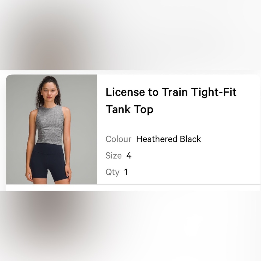 Lululemon license to train tank, size 4